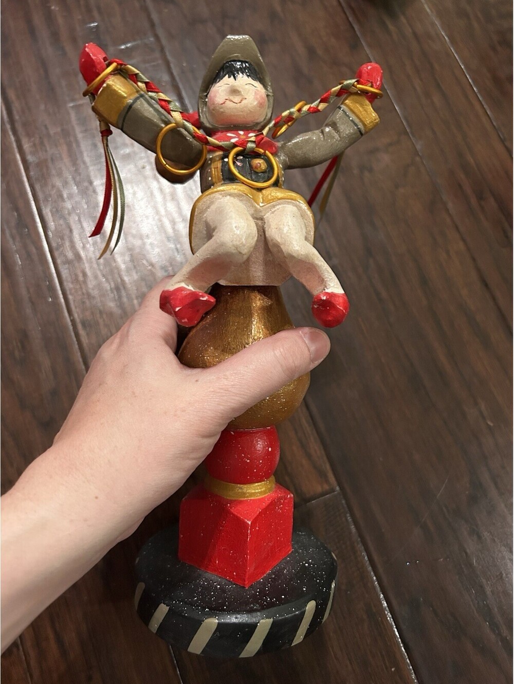 House of Hatten 5 Golden Rings Figurine 2000 Christmas Folk Art Wood Rare